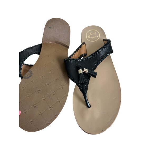 JACK ROGERS Black Leather Twist Sandals Size 10 - Picture 2 of 5